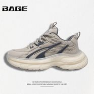 八哥BAGE品牌男鞋2025秋冬新款網(wǎng)面透氣軟底老爹鞋厚底增高休閑運動(dòng)鞋 灰色 42