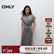 ONLY2025秋季新款舒適帥氣小飛袖中長(cháng)款牛仔裙連衣裙女|125142039 J09深牛仔灰色 M