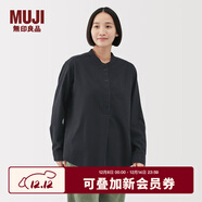 無(wú)印良品（MUJI）女式 法蘭絨立領(lǐng)長(cháng)袖罩衫 女士格子襯衫襯衣女裝25年冬季BC2OHC5A 深藏青色 M (160/84A)