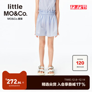 little MO&Co.小酒窩同款 little moco童裝25夏新款女童純棉條紋休閑花苞腰短褲 藍白條色 120 120/53