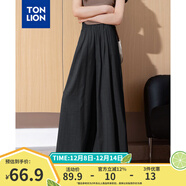 唐獅（TonLion）25春夏季新款休閑褲女裙褲闊腿長(cháng)褲薄款寬松顯瘦甜美褲子女pc 黑 S