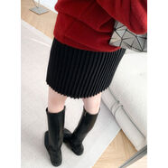 俏皮學(xué)院感減齡小個(gè)子針織百褶半身裙短裙A字毛線(xiàn)裙秋冬打底裙女 黑色 均碼 均碼