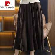 皮爾卡丹（pierre cardin）女裝高端歐貨顯瘦羊毛半身裙a字裙高腰中長(cháng)款秋冬2025新款 咖啡色 M