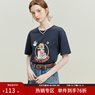 范思藍恩X卓別名聯(lián)名 23FS12339純棉寬松印花短袖t恤女夏新款 月亮女孩 M