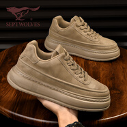 七匹狼休閑板鞋男冬季新款復古潮流工裝面包鞋厚底通勤百搭軟底運動(dòng)鞋男 黃棕 【標準運動(dòng)鞋碼】 38