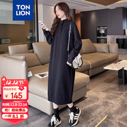 唐獅（TonLion）2024連衣裙女款韓版溫柔甜美淑女高領(lǐng)針織長(cháng)裙百搭 黑色 S 