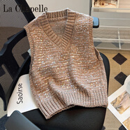 拉夏貝爾（La Chapelle）歐貨輕奢亮片毛衣馬甲背心女2024春季重工時(shí)尚無(wú)袖針織衫上衣 純100自動(dòng)發(fā)熱卡其馬甲【99%的人選擇商場(chǎng)版】 純100自動(dòng)發(fā)熱S(建議75-95斤)
