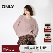 ONLY秋冬慵懶風(fēng)純棉寬松落肩圓領(lǐng)針織衫女|124324024 C17 后花園粉色 M (165) 84A