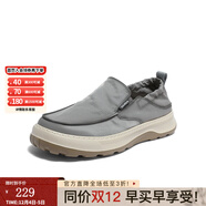 森達男鞋一腳蹬平底休閑鞋舒適透氣布鞋男板鞋帆布鞋V7R13BM3 灰色1NK01BM4 38