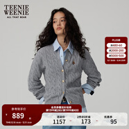 Teenie Weenie【趙露思同款】小熊女裝復古寬松綿羊毛絞花針織開(kāi)衫 A-灰色 S (160)