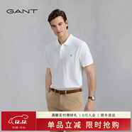 GANT/甘特【100%棉】夏男士休閑時(shí)尚印花logo翻領(lǐng)短袖T恤POLO衫 110-白色 L