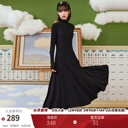 兩三事針織打底連衣裙女秋冬新款黑色顯瘦打底裙長(cháng)款裙子溫軟入冬 黑色 L