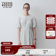 Teenie Weenie小熊女裝簡(jiǎn)約夏季法式氣質(zhì)連衣裙蕾絲娃娃領(lǐng)收腰裙子 淺藍色 S (160)