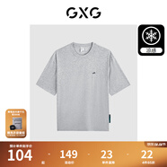 GXG男裝 夏季新款重磅系列精致小字母繡花圓領(lǐng)短袖T恤 麻灰色 L
