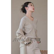 JTTCAC日本羊毛衫女春秋冬新款寬松內搭毛衣長(cháng)袖針織柔軟打底衫上衣 杏色 XL 【121-135斤