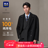 海瀾之家（HLA）大衣男款輕商務(wù)經(jīng)典平駁領(lǐng)純羊毛外套男冬季 黑色08 3XL 190/104A 推薦181~196斤
