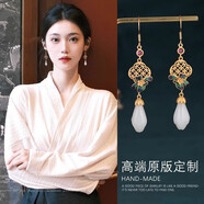 蔓笙復古旗袍耳環(huán)女方圓臉適合的耳墜新中式耳飾古風(fēng)漢服馬面裙配飾 耳釘一對