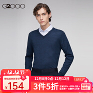 G2000男裝針織衫春秋新款商務(wù)休閑時(shí)尚毛衣16075012【合】 黑藍色-V M/170