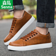 森馬（senma）男鞋小白鞋男2025新款透氣韓版潮流時(shí)尚百搭運動(dòng)休閑鞋軟底板鞋 B502棕色 45