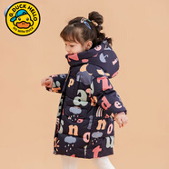 G.duck男童羽絨棉服中長(cháng)款冬裝韓版女寶兒童加厚洋氣羽絨外套新年衣服 字母藏青 專(zhuān)柜 130 (建議120-130cm左右