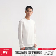 CHINISM CH赤塵磨毛簡(jiǎn)約長(cháng)袖T恤男士春秋款純色基礎款打底衫休閑內搭上衣 米白色 2XL