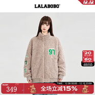 拉拉波波【美拉德】秋冬新款時(shí)尚復古運動(dòng)字母毛絨外套女LBCC-WSDR12 咖色 M