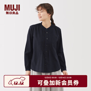 無(wú)印良品（MUJI） 女式 棉紗 長(cháng)袖罩衫 女士襯衫襯衣內搭女裝25年秋季上衣BC2O7A5A 深藏青色 XL （165/92A）
