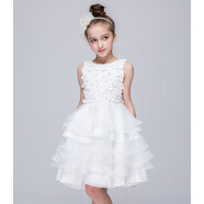 六一兒童表演特價(jià)禮服婚紗裙女童甜美公主婚紗裙連衣裙顏色： 白色 150 cm