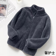 馨護士搖粒絨外套男女款2023秋冬新款大碼寬松上衣加絨開(kāi)衫珊瑚絨衛衣 深灰色 毛毛款拉鏈 3XL 建議體重118-138