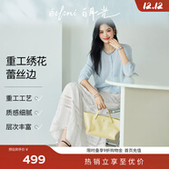 伊芙麗（eifini）【白月光系列】伊芙麗重工繡花蕾絲鏤空A字蛋糕半身裙女2025新款 白色 預售 M