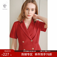 范思藍恩正式氣質(zhì)通勤連衣裙女夏季收腰顯瘦面試西裝裙 紅色 S