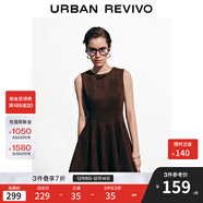 UR2025秋季新款女休閑蝴蝶結無(wú)袖收腰超短款連衣裙UYY750131 深咖棕 XL