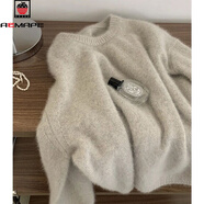 AEMAPE浣熊絨軟糯套頭毛衣女2025秋冬新款慵懶寬松馬海毛針織打底內搭女 淺灰色. L 建議105-120斤