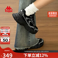 卡帕（Kappa）女鞋冬季運動(dòng)鞋子女款厚底增高老爹鞋休閑跑步鞋女 黑色 38.5