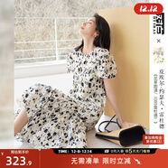 對白X凱伊萊文聯(lián)名復古重工鏤空繡花連衣裙女2025夏季新款碎花裙 黑白藝術(shù)花 M