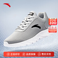 安踏男鞋運動(dòng)鞋男秋冬季皮面軟底輕便休閑防潑水減震慢跑黑色跑步鞋子 【網(wǎng)面透氣】霧灰-5 42.5 (265mm)