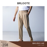 巴魯特（Brloote）質(zhì)感光澤九分褲男彈力時(shí)尚豎條挺闊休閑褲秋冬 卡其 190/100A