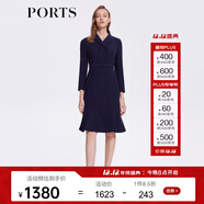 PORTS寶姿女裝春夏新款純色收腰氣質(zhì)連衣裙ALL9D001JWP048 丈青 S (4)