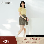 SNIDEL秋冬金屬扣裝飾百搭高腰休閑A字毛呢百褶短裙SWFS234227 格紋 L (2)