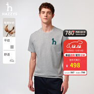 哈吉斯（HAZZYS）男裝 夏季休閑重磅大Logo寬松圓領(lǐng)短袖T恤男ASTZE0CBX70 灰色GE L （175/96A 48）