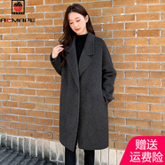 AEMAPE深灰色毛呢大衣女式中長(cháng)款2025秋冬季新款高端氣質(zhì)小個(gè)子呢子外套 深灰色 夾棉加厚 L 115-126斤