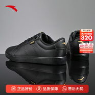 安踏男鞋板鞋小白鞋子男士運動(dòng)鞋秋冬季減震皮面防潑水休閑百搭鞋 【低幫薄底】黑-3 39 (245mm)