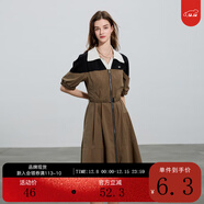 伊布都（ibudu）三彩ibudu2025夏季新款撞色翻領(lǐng)收腰A字連衣裙短裙Polo裙女 咖黑 L 165/88A