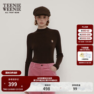Teenie Weenie小熊女裝毛衣秋季柔軟舒適修身半高領(lǐng)針織刺繡打底衫 棕色 M