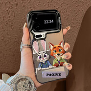 DUTRIEUX適用于小米17promax手機殼瘋狂動(dòng)物城微笑尼克朱迪彩銀高級感12sp [JD微笑排排兔狐貍黑色彩銀]支架 小米 11