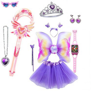 云露萍營(yíng)兒童魔法棒小魔女孩玩具公主蝴蝶翅膀彩色套裝兒童生日禮物 升級月亮紫色11件套