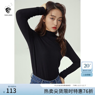 范思藍恩范思藍恩204303半高領(lǐng)打底衫女秋冬百搭修身針織上衣緊身內搭毛衣 黑色  L