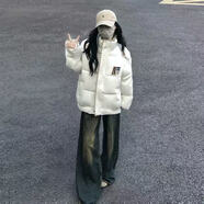 韓潮襲人（HAN CHAO XI REN）國潮復古刺繡2026棉服新款外套冬季美式寬松加厚棉衣面包服女裝 米白色一件裝【重磅刺繡棉服】民族風(fēng) M  男女同款