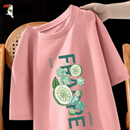 啄木鳥(niǎo)（TUCANO）純棉短袖T恤男韓版潮流寬松大碼重磅打底衫青少年學(xué)生夏天男短袖 粉/冰鎮檸檬后圖 4XL （重190-200斤高180-185）