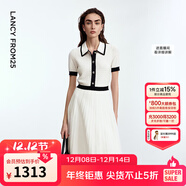 朗姿純棉短袖小香風(fēng)白色氣質(zhì)優(yōu)雅通勤高級感2025年秋季新款連衣裙 白色2 M